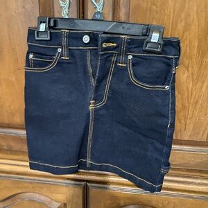 Dark Denim Mini Skirt with Contrast Stitching